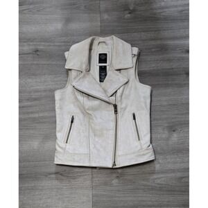 Harley Davidson Vest Womens XS White Leather Genuine Buffalo Hide